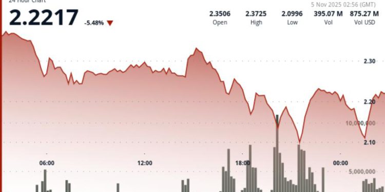 Slides 6% as Bearish Bitcoin Sentiment Weighs Down Ripple-Linked Token