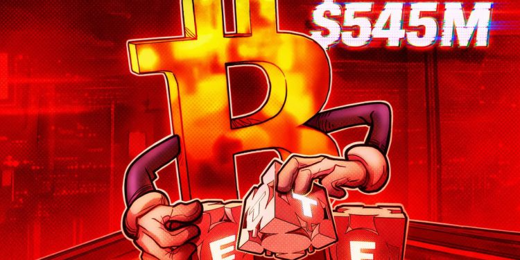 Bitcoin ETFs Extend Losses As Daily Outflows Hit $545 Million